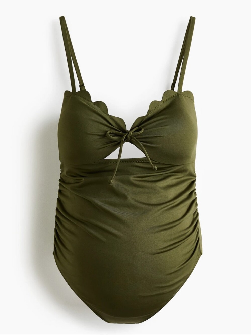 NWT, H&M • Olive Green Scallop Front Maternity One Piece Swimsuit, Small